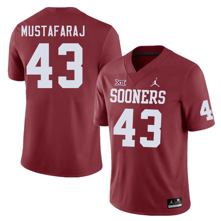 Men #43 Redi Mustafaraj Oklahoma Sooners College Football Jerseys Stitched-Crimson - Click Image to Close
